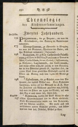 190-203, Chronologie.