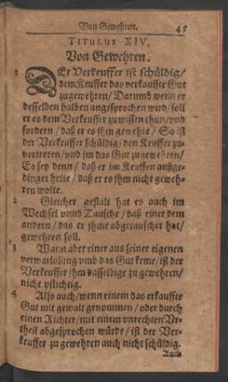Titulus XIV. Von Gewehren.
