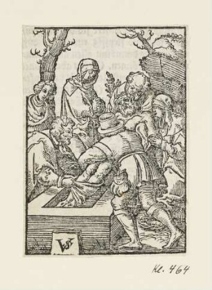 Grablegung, aus: Georg Rhau, "Hortulus Animae", Nürnberg 1558, S. S7 verso