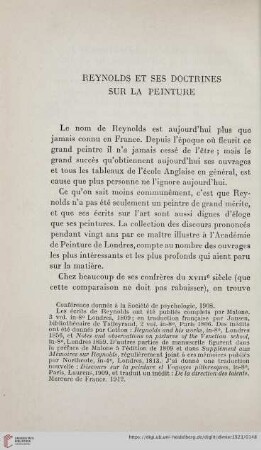 Reynolds et ses doctrines sur la peinture