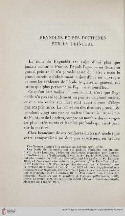 Reynolds et ses doctrines sur la peinture