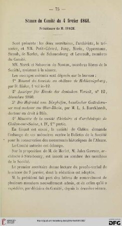 Séance du Comité du 4 février 1861
