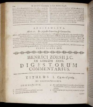 In Librum XXVII. Digestorum Commentarius. - In Librum XXVIII. Digestorum Commentarius.