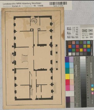 Brünninghausen (Dortmund) Schloß Herrenhaus Grundriß Obergeschoß Anf. 19.Jh. 60 (Fuß) = 15,2 cm 22 x 37 Zeichnung Romberg