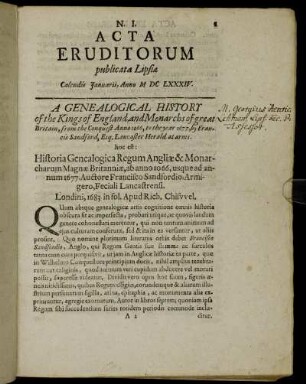 N. I. [...] Calendis Januarii, Anno M DC LXXXIV.