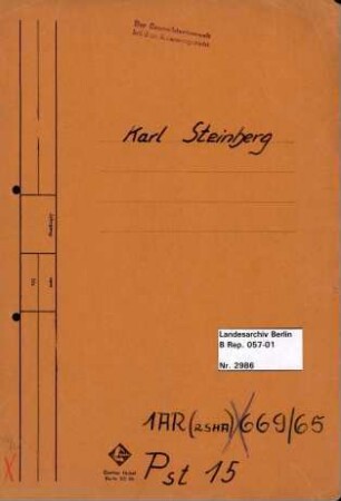 Personenheft Karl Steinberg (*21.04.1909), SS-Obersturmführer