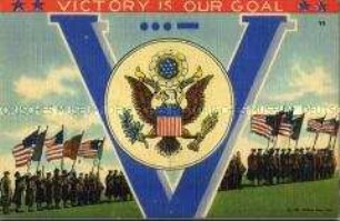 US-amerikanische patriotische Postkarte zum 2. Weltkrieg