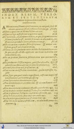 Index Rerum, Verborum Et Sententiarum
