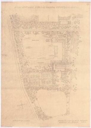 Gartenanlage Werksgelände Flugmotorenwerke Ostmark, Wien: Bade- und Tennisanlagen: Lageplan 1:1000