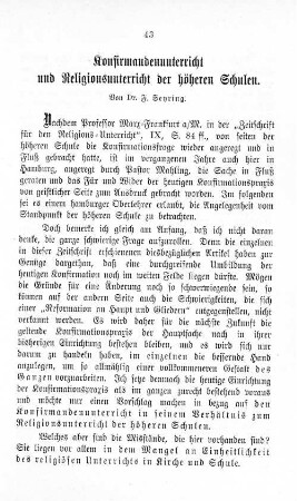 Konfirmandenunterricht und Religionsunterricht der höheren Schulen.