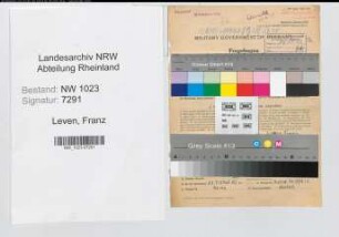 Entnazifizierung Franz Leven , geb. 31.05.1894 (Postbetriebsassistent)