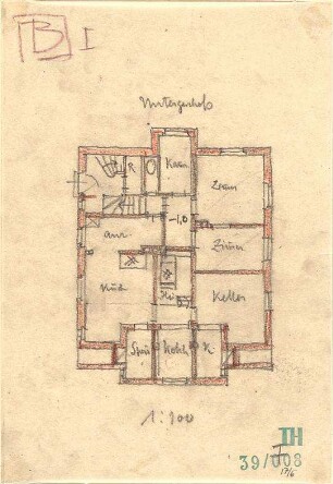 Fischer, Theodor; München; Haus Milker - Grundriss UG