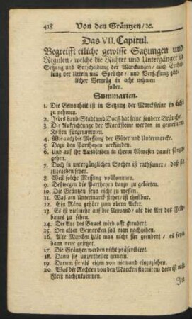Das VII. Capitul. Begreifft etliche gewisse Satzungen und Regulen / welche die Richter ...