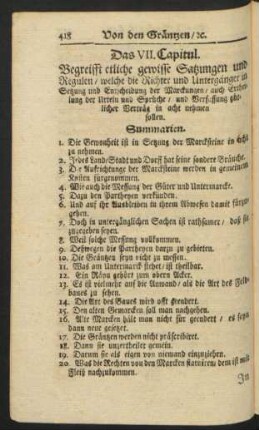 Das VII. Capitul. Begreifft etliche gewisse Satzungen und Regulen / welche die Richter ...