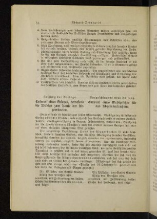 Entwurf eines Wahlgesetzes für das Abgeordnetenhaus. Von Richard Deinhardt