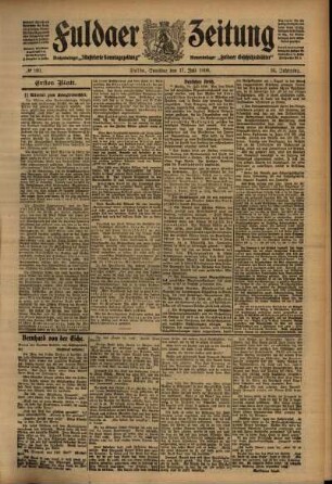 Erste Ausgabe vom Samstag, den 17. Juli 1909.