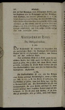 Vierzehnter Titel. De obligationibus.