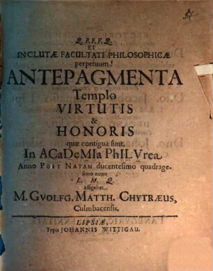 Antepagmenta templo Virtutis et Honoris