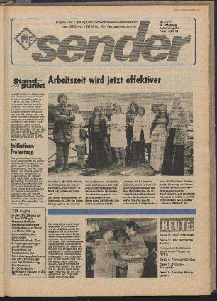 Betriebszeitung 'WF-Sender', Nr.21/1977 (3. Juniausgabe 1977)