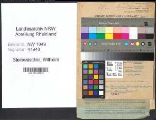 Entnazifizierung Wilhelm Steinwascher , geb. 27.01.1890 (Expedient)