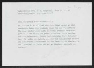 Brief von Gerhart Hauptmann an Otto Carl Kiep
