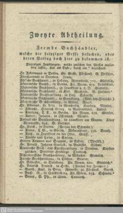 Fremden Buchhändler, welche die Leipziger Messen besuchen, …