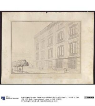 Sammlung architektonischer Entwürfe. Tafel 121 ( = Heft 25, Tafel 151, 1836): Berlin. Bauakademie. Perspektivische Ansicht