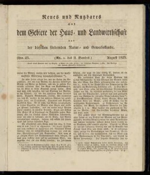 Nro. 23. (Nr. 1. des II. Bandes.) August 1825.
