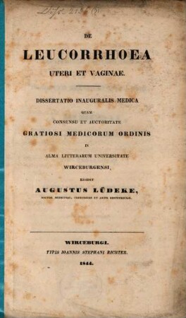 De leucorrhoea uteri et vaginae