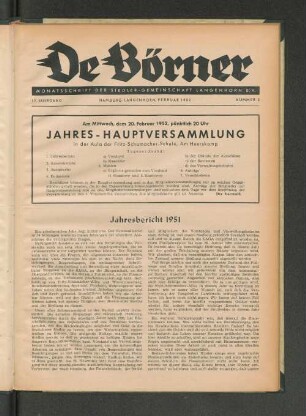 17. Jahrgang, Hamburg-Langenhorn, Februar 1952, Nummer 2