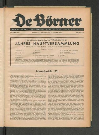 17. Jahrgang, Hamburg-Langenhorn, Februar 1952, Nummer 2