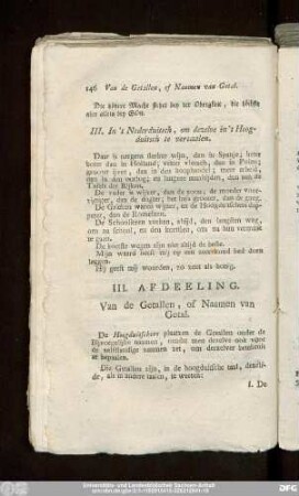 III. Afdeeling. Van de Getallen, of Naamen van Getal.