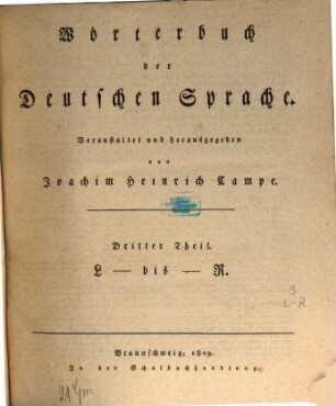 Wörterbuch der deutschen Sprache, 3. L bis R