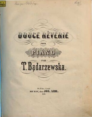 Douce rêverie : [Mazure] pour piano