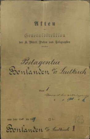 Bonlanden, Gde. Berkheim, Lkr. Biberach, Postagentur