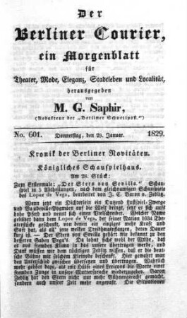 No. 601., Donnerstag, den 29. Januar 1829