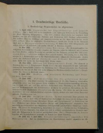 1. Denkwürdige Begebenheiten im allgemeinen.