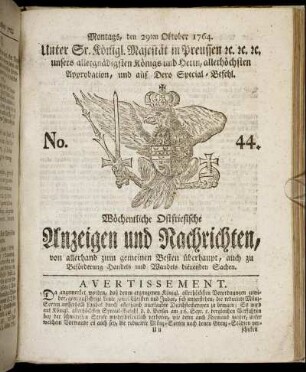 No. 44. Montags, den 29ten Oktober 1764.