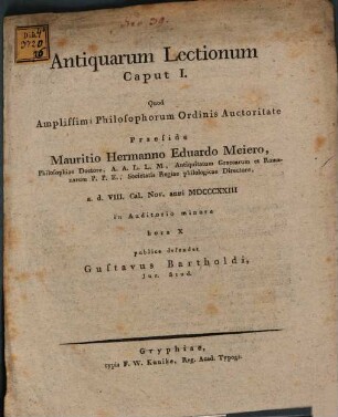 Antiquarum lectionum Caput I., ad Ciceronis orationem pro P. Quintio