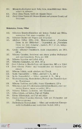 Miniaturen, Dosen, Silber (Nr. 113-138)