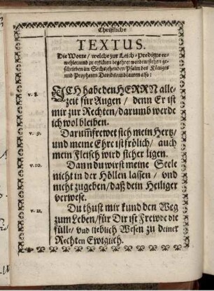 Christliche Leichpregigt. Textus / Exordium