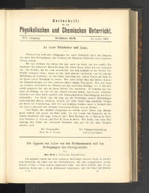 An unsere Mitarbeiter und Leser.