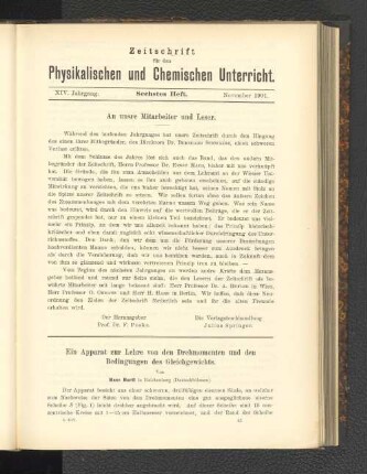 An unsere Mitarbeiter und Leser.