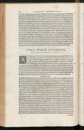 Furii Publii Fulgentii Mythologiarum Liber II.