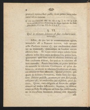 §. VI. Quid in relatione debitoris ad suos creditores iuris naturalis.