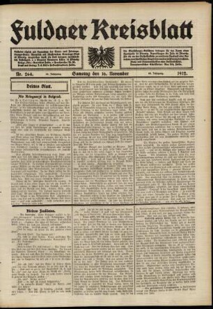 Dritte Ausgabe vom Samstag, den 16. November 1912.