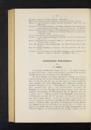 Nachträgliche Bemerkungen.