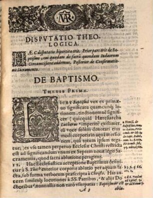 Disp. theol. de sacramento baptismi ...