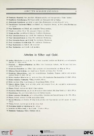 Arbeiten in Silber und Gold (Nr. 222-257)