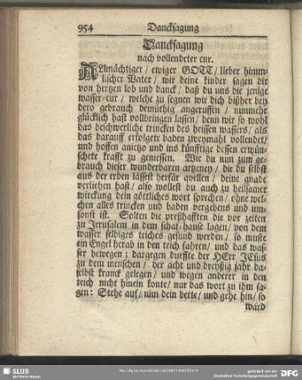 Dancksagung nach vollendeter cur